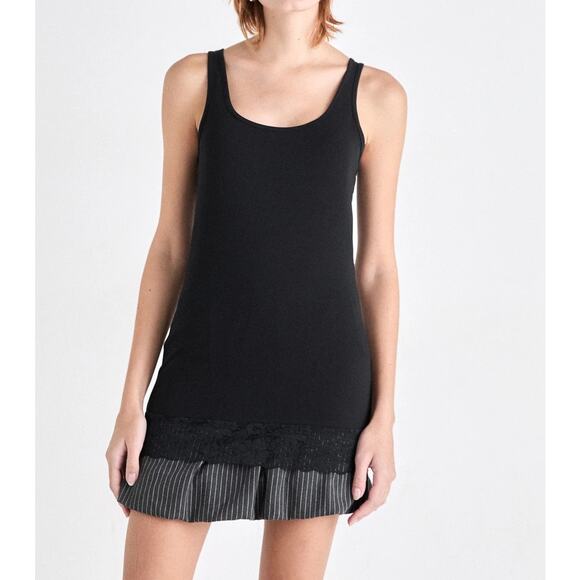 Vero Moda Maxi My Lace Long Tank in Black - Picture 1 of 11
